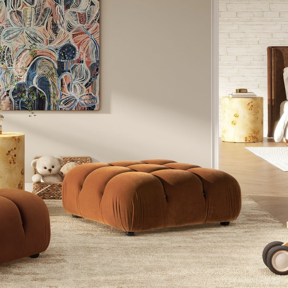 English Elm Marcel Bubble Cocktail Ottoman Plush Velvet Seating for Modern Living Rooms B2719P280170