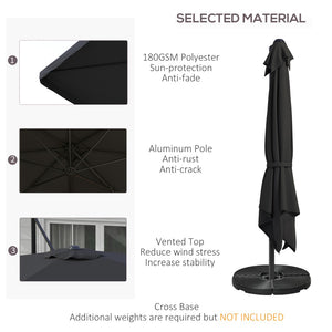 English Elm Outsunny 10' Square Cantilever Patio Umbrella With Adjustable Tilt, Crank Lift & Durable Aluminum Frame W2225P174272-GIGA