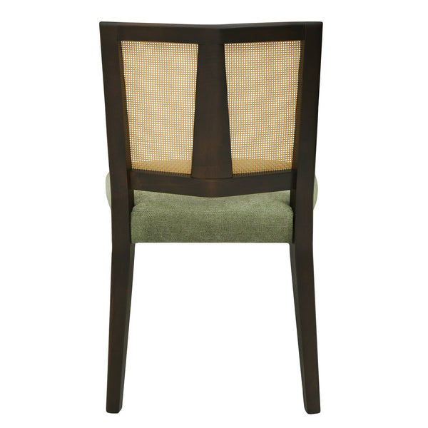 English Elm Christopher Knight Home® - Rattan Mid-Century Dining Chair Set of 2 with Woven Cane Back, Upholstered High-Density Seat Cushion Dark Brown,Green N771P254006L