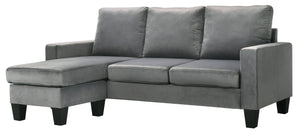 English Elm Jessica reversible sectional sofa chaise in velvet — chic, durable hardwood frame, plush seating glam centerpiece Gray 29 L x 51 W x 19 H B078S00014