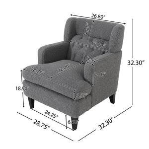 English Elm Christopher Knight Home® - Upholstered Teddy Fleece Armchair with Tufted Back, Contemporary Cozy Accent Seat for Living Room DARK GREY N763P193158R