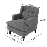 Christopher Knight Home® - Noble House - - Upholstered Accent Chair Tufted Armchair For Living Room And Bedroom, Dark Grey