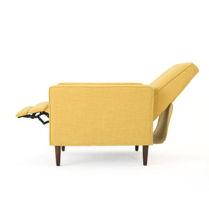 English Elm Christopher Knight Home® - Fabric Recliner Chair Mid-Century Modern Pushback Single Sofa with Tufted Cushion, Birch Legs, Cozy Comfort Yellow 60741.00MYLW