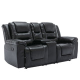 Hearth and Haven 2 Seater Home Theater Recliner Manual Recliner Chair with a Storage Box and Two Cup Holders For Living Room, Bedroom(Old Sku:Pp302954Aab) WF323619AAB