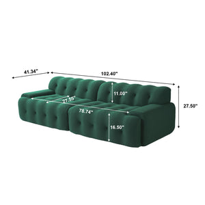 English Elm Bubble Sectional Sofa - Modern 3D-Knitted Loveseat In Green For Stylish Comfort And Relaxation B341S00017