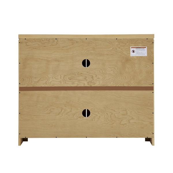 English Elm 39.4" Mid Century Modern Rattan Sideboard Buffet Cabinet with Pop-Up Doors, Charging Holes, Stylish Storage Natural W1801P362143