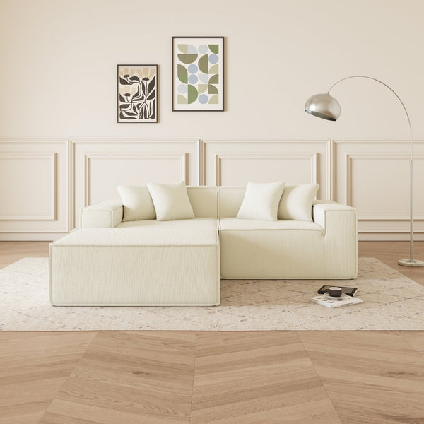 English Elm Modular L-Shaped Sectional Sofa - Reversible Chaise, Soft Corduroy Fabric, Space-Saving Comfort W1765S00107