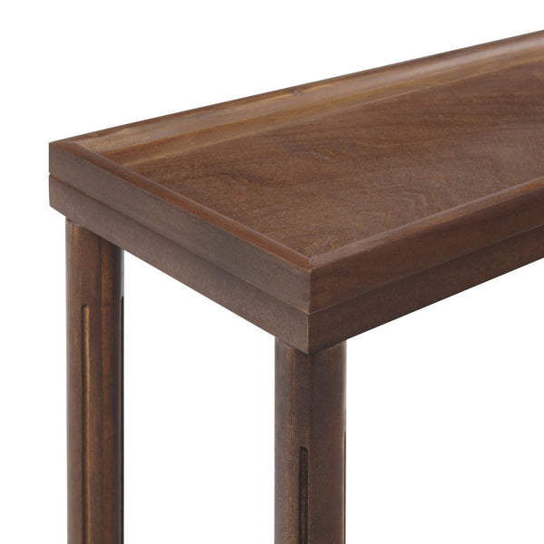 English Elm Narrow End Tables Set of 2 with Open Lower Shelf Slim Wood Living Room Accent Chestnut B2751P436463