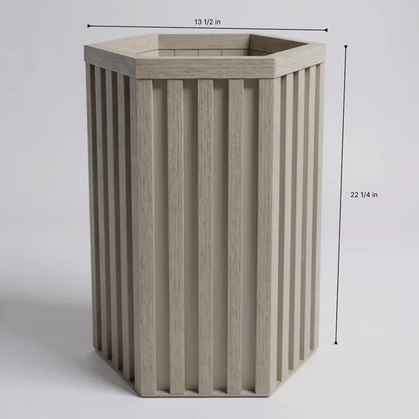 English Elm Hexagon Column Aluminum Outdoor Planter Geometric Architectural Patio Entryway Accent Brown Grey B2755P462187