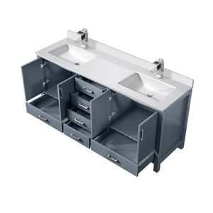 English Elm Dark Grey 72 in Double Bath Vanity with White Quartz Top, Soft-Close Drawers & Chrome Faucet Set B2731P259103
