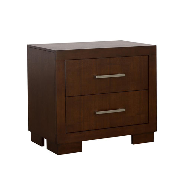 English Elm 2 Drawer MDF Nightstand with Felt-Lined Interiors, Silver Bar Pulls, Rich Wood Finish for Bedrooms Cappuccino B016P254379