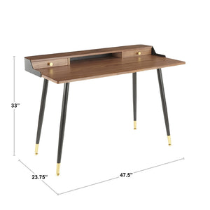 English Elm Desk with Powder-coated Steel Legs and Natural Wood Accents for Modern Home Office B202P471628