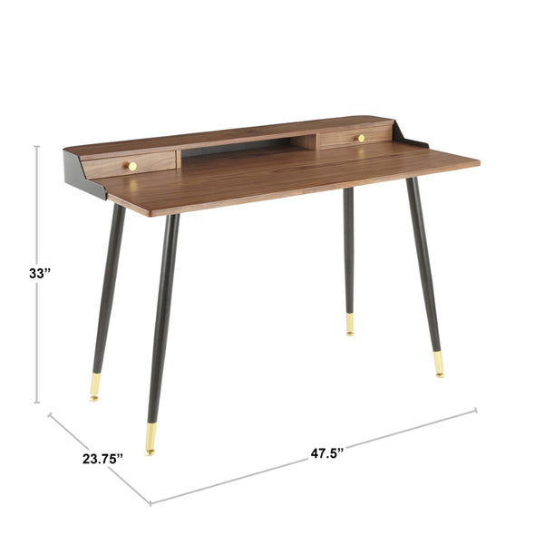 English Elm Desk with Powder-coated Steel Legs and Natural Wood Accents for Modern Home Office B202P471628