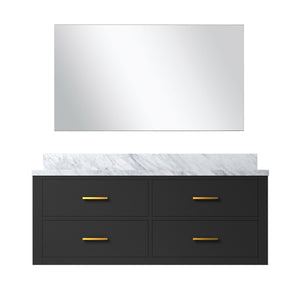 English Elm Black 48" Single Bath Vanity With Carrara Marble Top & Soft-Close Drawers, Includes 43" Mirror B2731S01446