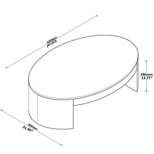 English Elm Modern Oval Mdf Coffee Table with Drawer Natural Matte Finish for Living Rooms Black W2085P399023