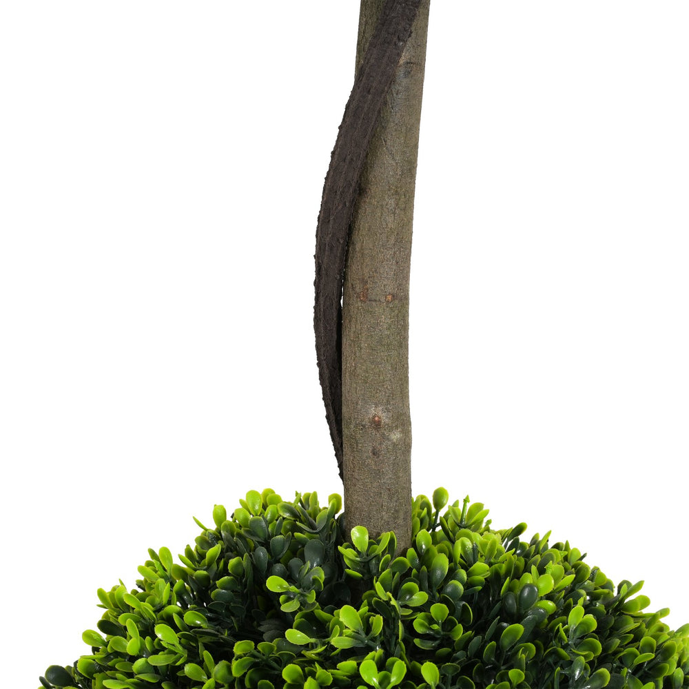 English Elm Christopher Knight Home® - 34" Artificial Topiary Boxwood Tree Double Ball Set of 2 with Black Pots — Lifelike, Pre-Potted Décor, Low-Maintenance (33.5" H) N772P286767G