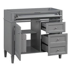 English Elm 36'' Modern Bathroom Vanity Cabinet with Tip-Out Drawer, Adjustable Shelf, Smooth Metal Slides, Solid Wood Frame Grey N710P186084E