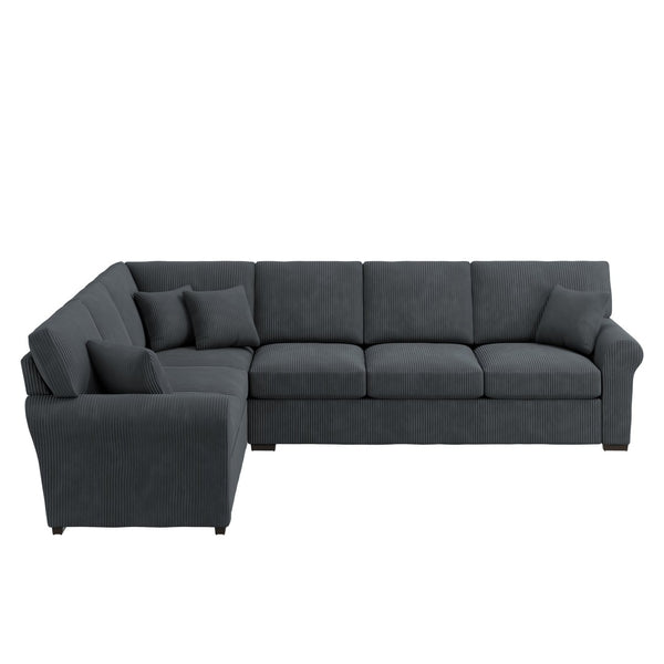 English Elm Marston Corduroy L-shape Sectional Sofa Deep Seating Six Seat Modern Living Room B127S00004