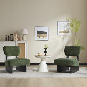 English Elm [set of 2] Beige Polyester Barrel Lounge Chairs with Black Wood Base for Living Room Black+Green N767P373046G
