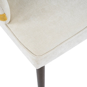 English Elm Indoor Two-tone Fabric Armchair Set Curved Back Ergonomic Dining Accent Seating Beige,Yellow N779P370716B