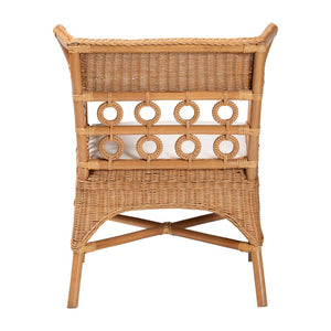 English Elm Bohemian Natural Rattan Accent Chair with Braided Arms for Eclectic Living Rooms B2750P467825