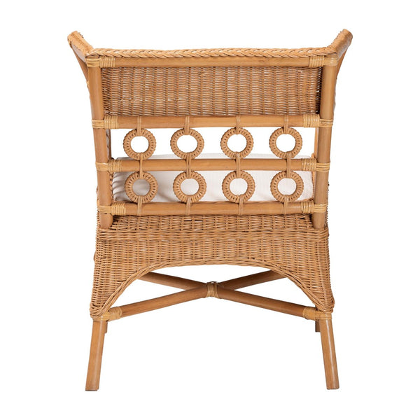 English Elm Bohemian Natural Rattan Accent Chair with Braided Arms for Eclectic Living Rooms B2750P467825