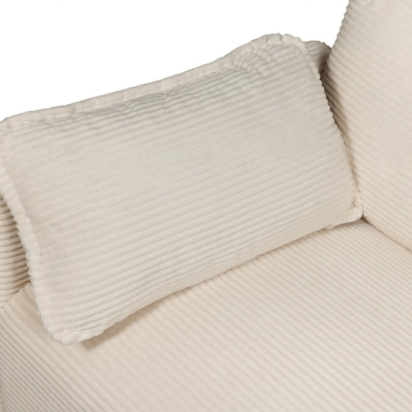 English Elm 48" Corduroy Compact Loveseat with Side Pocket Solid Wood Frame for Small Spaces Beige W2715P409864
