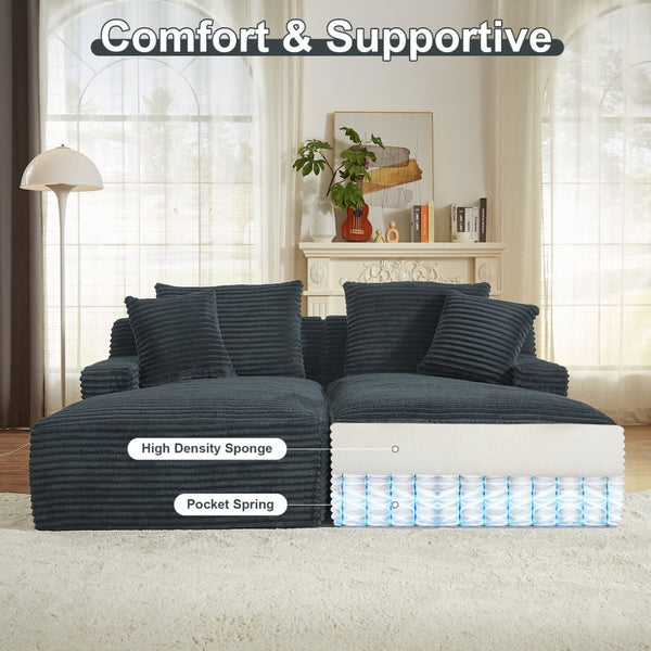 English Elm Indoor Oversized Double Chair Sleeper Sofa Wide Low Profile Minimalist Lounge Seat Dark Gray W2100S00350