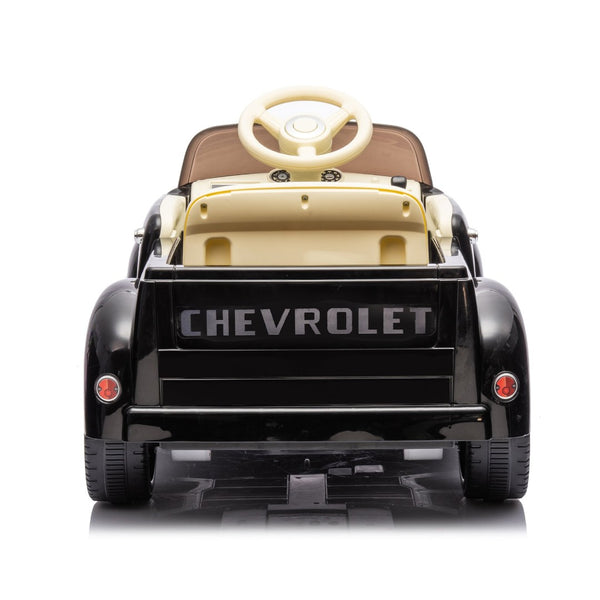 English Elm 12v Chevrolet 3100 Licensed Vintage Pickup Ride on Truck with Led Lights and Parent Remote Black W1578P214177
