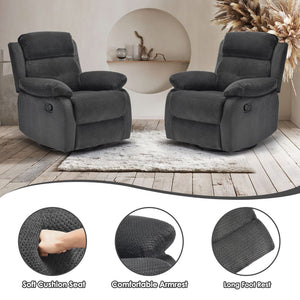 English Elm Small Rocker Swivel Recliner Chair with 360° Swivel, 30° Rocking & Adjustable Recline for Comfort Dark Gray T3623P379695