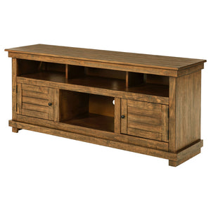 English Elm Castleton Farmhouse Pine Media Console with Six Compartments for Living Room Entertainment Distressed Brown B062P448015