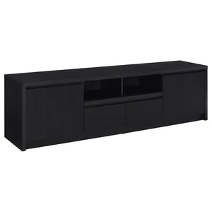English Elm O'brien Matte Black 78 Inch Media Console with Three Drawers and Wire Management B062P451935