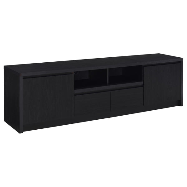 English Elm O'brien Matte Black 78 Inch Media Console with Three Drawers and Wire Management B062P451935