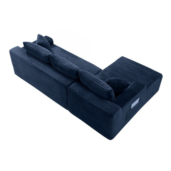 English Elm 94.5" Jumbo Corduroy Cloud Sectional Deep Seat L-shape Couch for Living Room W5515P493687