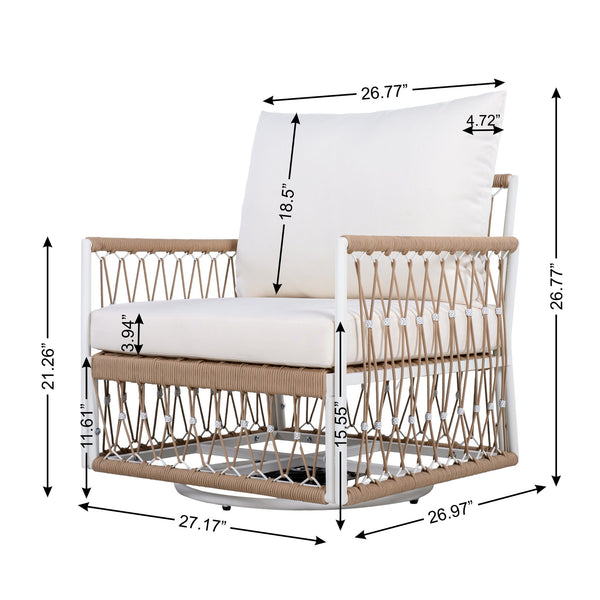 English Elm Christopher Knight Home® - 3-Piece Bohemian Outdoor Furniture Set - Swivel Chairs & Glass Table - Stylish, Durable, Waterproof Cushions N767P306731B_N767P306733B