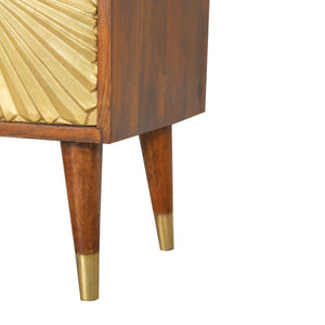 English Elm Solid Mango Wood Nightstand with Brass Pulls Two Drawers Chestnut Nordic Bedroom B182P233805