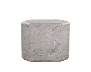 Sunpan Spezza Hexagon Low Side Table - Unique Marble Look Finish, Grey Concrete, Indoor/Outdoor Charm