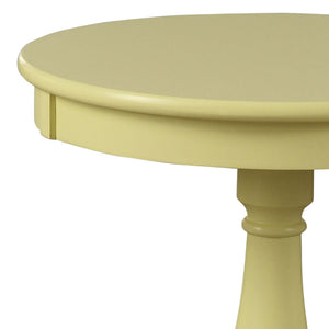 English Elm Light Cottage Pedestal Side Table in Soft Yellow — Turned Wood Base, Rustic Farmhouse Charm, 25.5"H 18.5"W B062P181370