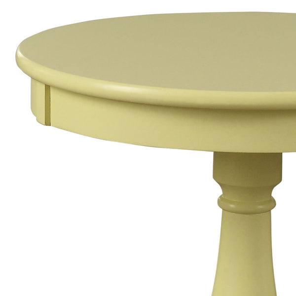 English Elm Light Cottage Pedestal Side Table in Soft Yellow — Turned Wood Base, Rustic Farmhouse Charm, 25.5"H 18.5"W B062P181370