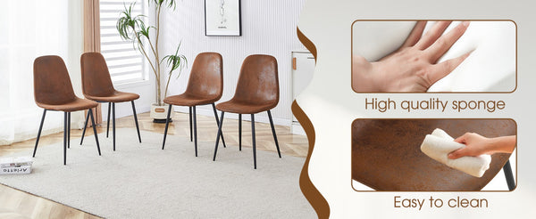 English Elm Table Set: Classic Solid Wood Dining Table With Ergonomic Techno-Fabric Chairs For Style & Comfort W1151S04064-GIGA