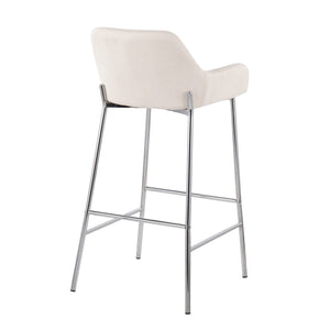 English Elm Daniella Contemporary Bar Stool Set Of 2 – Chrome Metal Frame & Cream Fabric For Modern Interiors B202S00541