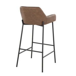 English Elm Daniella 30" Modern Barstool Set Of 2 In Black Metal & Espresso Faux Leather For Kitchen Comfort B202S00550