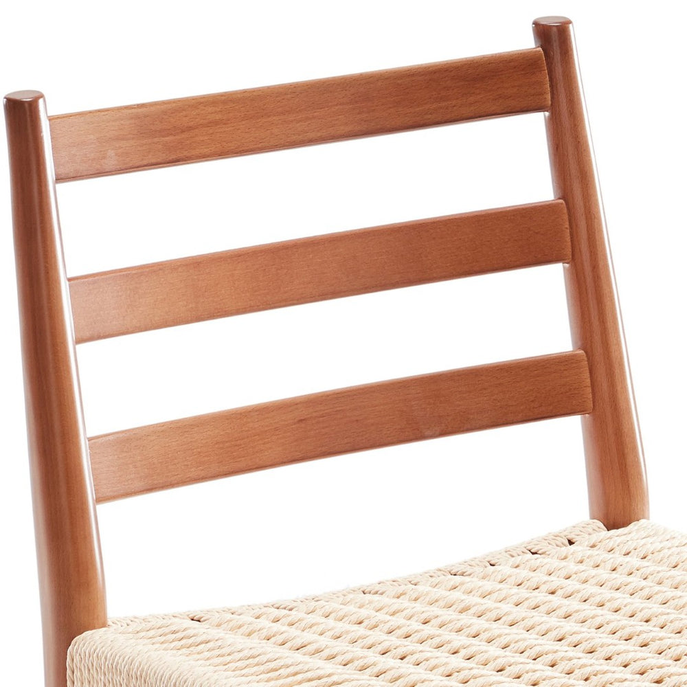English Elm Dining Chairs with Handwoven Rope Seats and Iron Frame Mid Century Modern Set of 2 Beige,Walnut T3623P431442