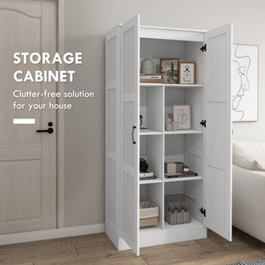 English Elm Homcom 71" Tall Storage Cabinet With Adjustable Shelves, Soft-Close Doors, Modern White Design W2225P229415
