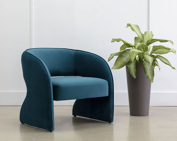 Sunpan Rosalia Contemporary Lounge Chair - Plush Curves and Defined Piping for Stylish Comfort in Any Space Timeless Teal