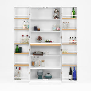English Elm Kitchen Pantry Cabinet White 29.9"W x 15.7"D x 71.65"H — Tall MDF Storage with Adjustable Shelves, Anti-Tip Safety W409P262446