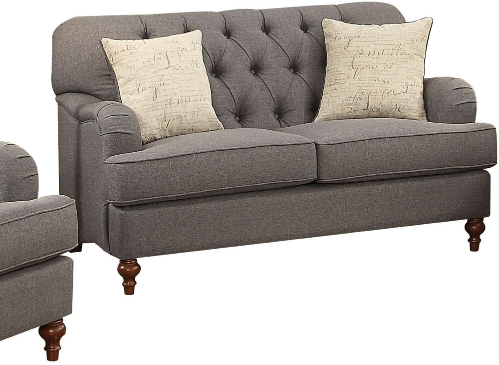English Elm Alianza Button-tufted Fabric Loveseat with Oak Bun Legs and English Arms B2726P454999