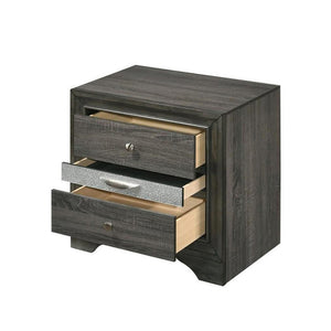 English Elm 2 Drawers With Jewelry Compartment Nightstand - Stylish Gray Storage Solution For Modern Bedrooms B016P253358