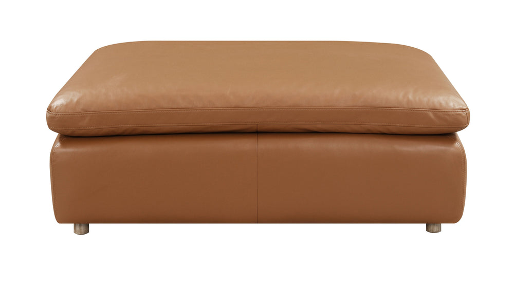 English Elm Brighton Brown Top Grain Leather Modular Ottoman with Plush Cushions, Wooden Frame & Removable Seats B2726P241751