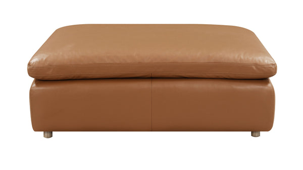 English Elm Brighton Brown Top Grain Leather Modular Ottoman with Plush Cushions, Wooden Frame & Removable Seats B2726P241751